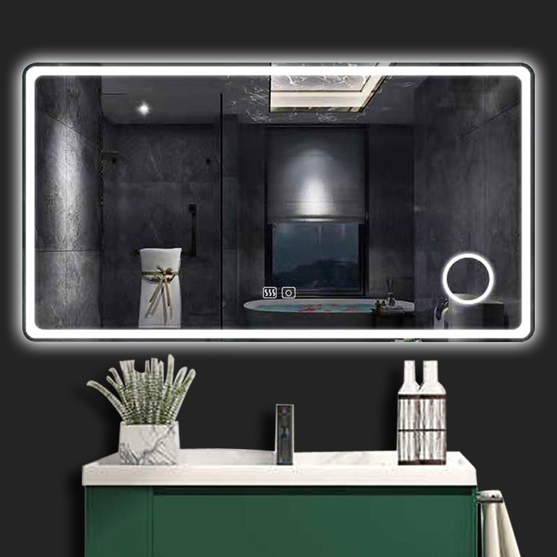 Modern Led Defogger Wall Bath Bathroom Illuminated Decor Small Mirror For Illumination