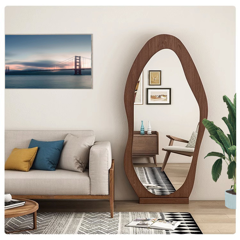 Contemporary Design Style Wooden Framed Full Length Mirror for Rustic Modern Home Decor