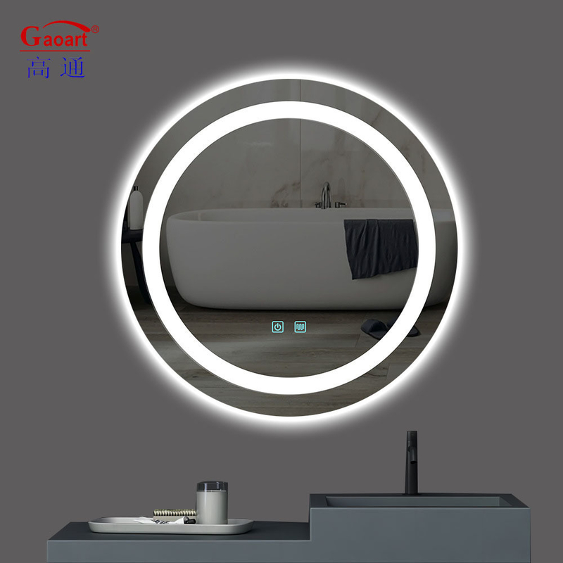 Smart Touch Screen LED Bathroom Mirror for Hotel Customized Size Bevelled Decor Mirror