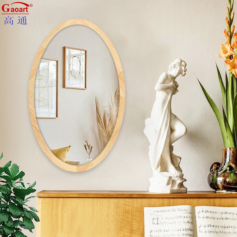 Customized Size Glass Mirror Rustic Antique Floral Full Length Decor Wooden Frame Stand