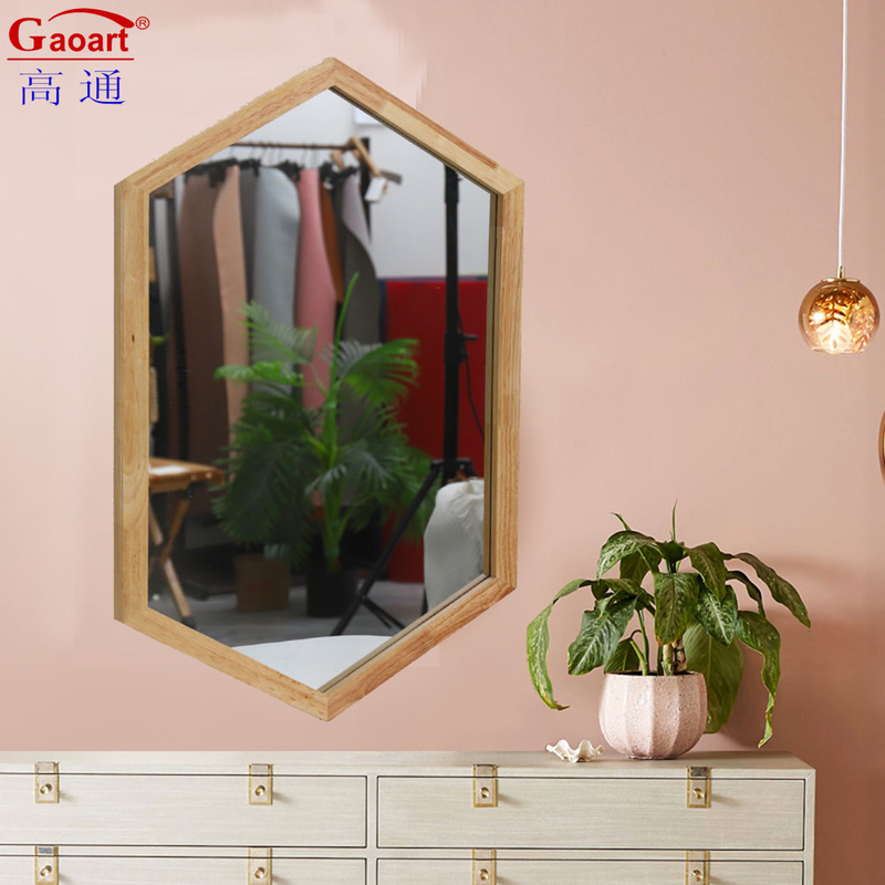 Customized Size Wooden Frame Modern Wall Mirror for Home Bathroom Antique Decor