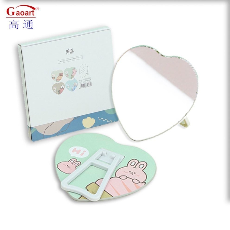 Extra LOGO Yes Design Heart Shaped Mini Pocket Vanity Make Up Espejo Mirror for Girls