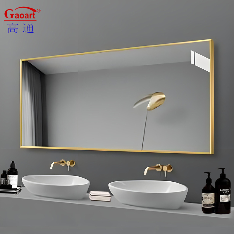 Popular Design Gold Silver Framed Wall Vanity Small Metal Sticker Bathroom Frame Mirror