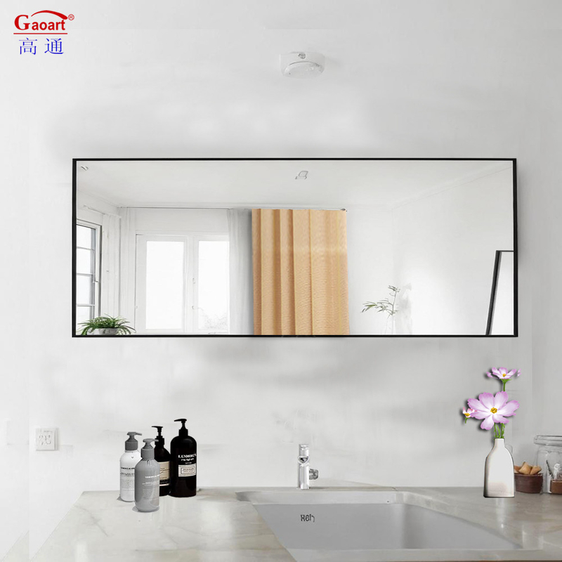 Framed Black Iron Glass Gold Bathroom Wall Art Sticker Frame Mirror for Home Wineshop