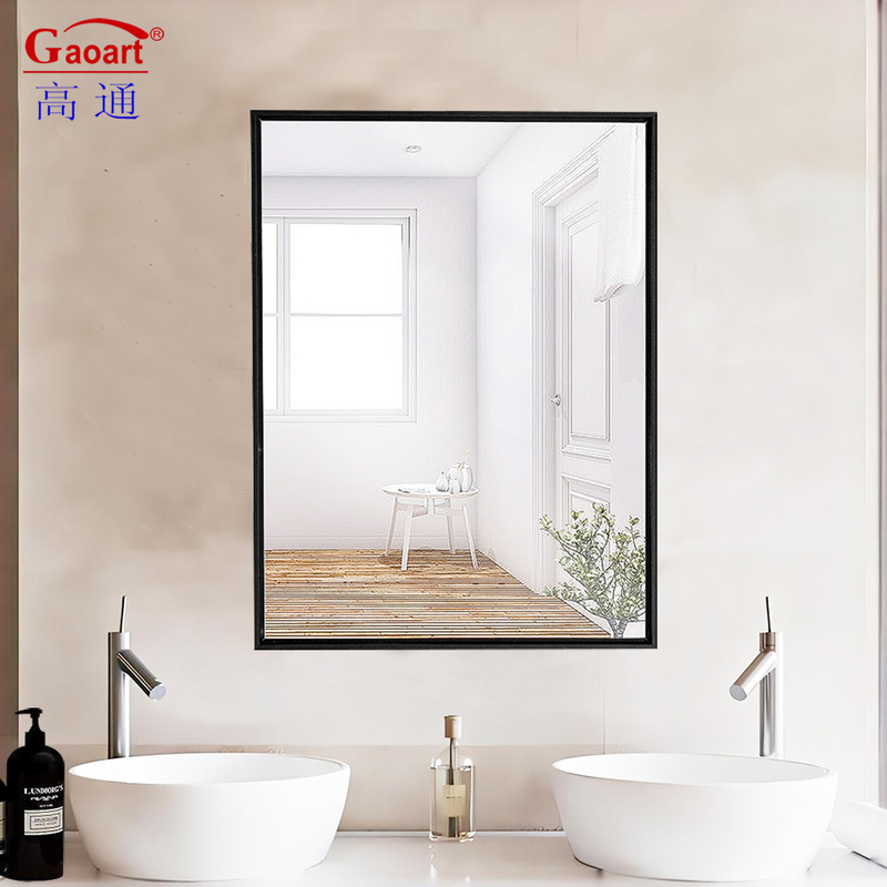 Black Iron Framed Glass Mirror in Customized Size for Modern Hanging Bathroom Decor