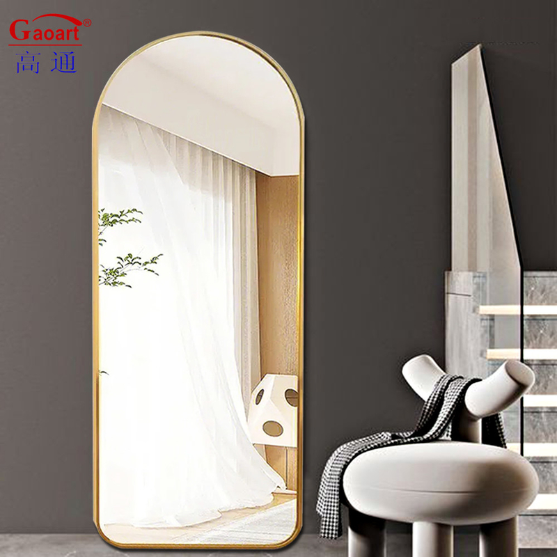 Aluninium Alloy Frame Gold Arch Floor Length Mirror for Standing Arched House Decor