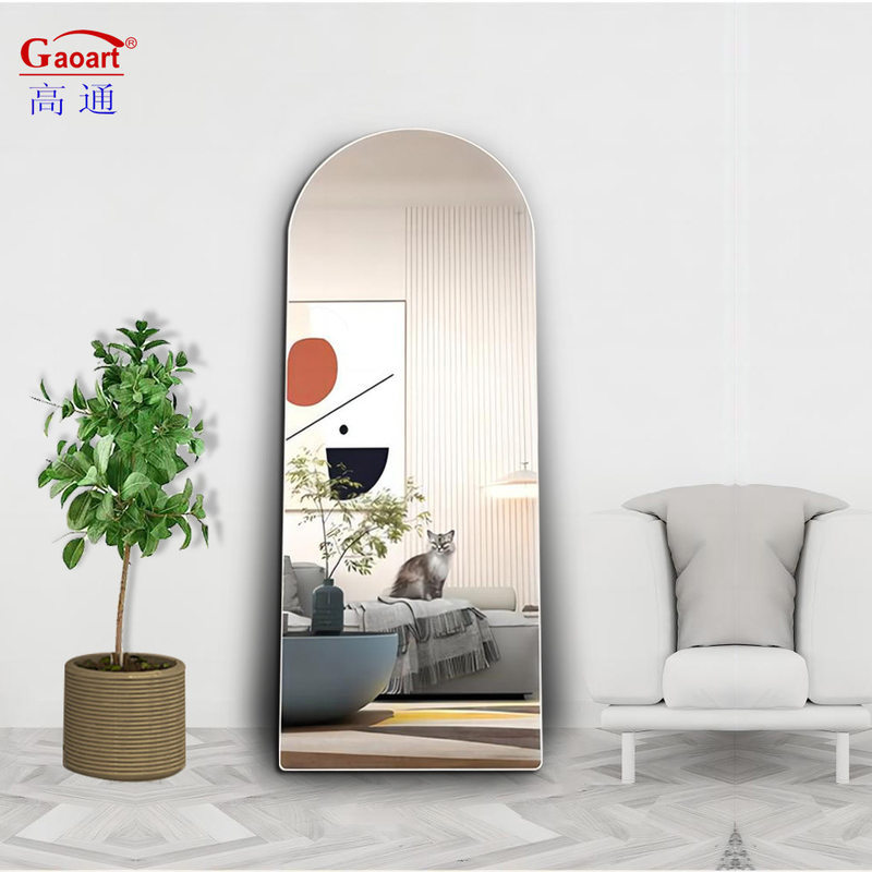 Contemporary Design Aluninium Alloy Frame Standing Wall Bathroom Mirror for Home Decor