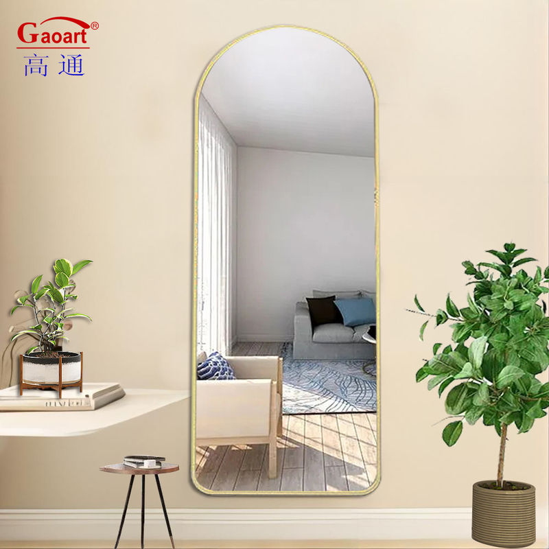 Large Salon Washroom Shaving Station Full Length Body Mirror with Gold Frame and Design