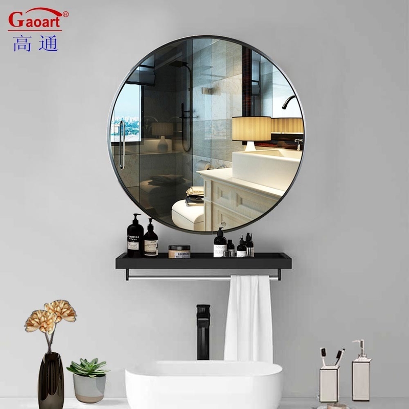 Oval Style Bathroom Wall Mirror with Hooks Large Silver Glass Home Decor