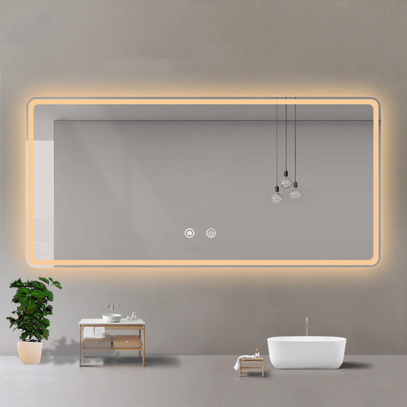 4mm Waterproof LED Bathroom Mirror with Touch Screen Switch and Silver Mirror