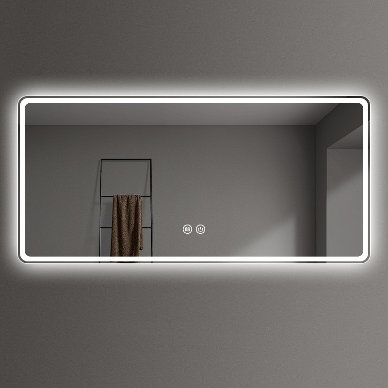 Rectangle Illuminated Bathroom Vanity Mirror With Screen Touch Switch And Waterproof LED Strip